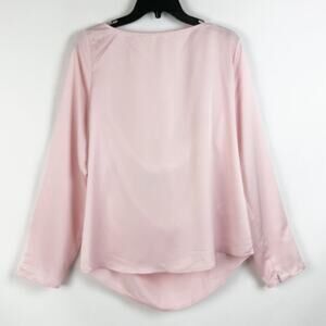 Halogen Womens Blouse Large Pink Cowl Long Sleeve Drapey Career Preppy